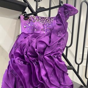 Purple short strapless dress swarovski stones